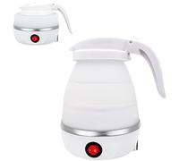 600ml Foldable Kettle, Foldable Electric Kettle, Portable Kettle for Travel, Food Grade Silicone Electric Kettle Collapsible Water Heater with Separable Power Cord for Outdoor Hiking Camping (White)