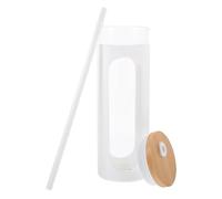 600ml Glass Drinking Cup with Lid and Straw, Sleeve | High Borosilicate Glass, Silicone Seal, Spill Control, Smooth Surface, Easy Cleaning for Home Kitchen Counters