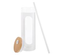 600ml Glass Tumbler with Silicone Sleeve, Lid and Straw for Juice | High Borosilicate Build, Leak-Resistant Closure, Smooth Design, Suitable for Soda, Home, Gym Workouts
