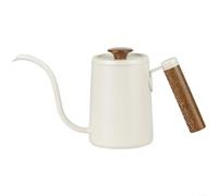 600ml Long Spout Coffee Pour Over Kettle 304 Stainless Steel with Wooden Handle for Precise Flow Control Home for BARISTA Brewing White(White)
