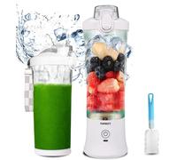 600ml Portable Blender USB Rechargeable, TOPESCT Waterproof Personal Blender for Shakes and Smoothies, 270W Strong Cutting Power with 6pcs 3D Blades for Travel, Office & Sports(White)