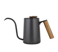 600ML Pour Over Coffee Kettle Stainless Steel Gooseneck Kettle Pot with Wooden Handle Drip Coffee Maker Pot Long Gooseneck Spout Design for Home Kitchen Use(Black)