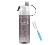600ml Spray Water Bottle, Mist Function Cycling Water Bottles with Straw, Leak-Proof Hydration Drinking Bottles with Cleaning Brush, Portable Misting Sports Bottle for Outdoor Hiking Fitness (Black)