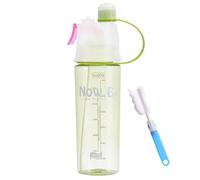 600ml Spray Water Bottle, Mist Function Cycling Water Bottles with Straw, Leak-Proof Hydration Drinking Bottles with Cleaning Brush, Portable Misting Sports Bottle for Outdoor Hiking Fitness (Green)