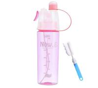 600ml Spray Water Bottle, Mist Function Cycling Water Bottles with Straw, Leak-Proof Hydration Drinking Bottles with Cleaning Brush, Portable Misting Sports Bottle for Outdoor Hiking Fitness (Pink)