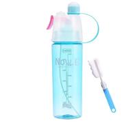 600ml Spray Water Bottle, Mist Function Cycling Water Bottles with Straw, Leak-Proof Hydration Drinking Bottles with Cleaning Brush, Portable Misting Sports Bottle for Outdoor Hiking Fitness (Blue)
