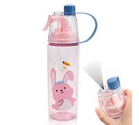 600ml Spray Water Bottles for Kids, Leakproof Misting Drinking Bottle with Graduated Design, Portable Reusable Sport Water Bottle for Cycling Hiking Climbing Indoor Outdoor Sport Hydration Cooling (C)