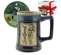 600ml Stoneware Piping hot coffee Mug Coasters set - Scotland Piper Embossed Cups, complementary Scotland theme coasters for Coffee Tea Hot Chocolate - Scottish Heritage Gift Box (Blue)