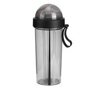 600ml Water Cup with Straw and Lid, Water Bottle with Storage Compartment, Workout Water Bottle for Home Outdoor Camping Sport(Black)