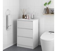 600mm Bathroom Vanity Unit with Basin Single Tap Hole 2 Drawers Kleankin White One Size