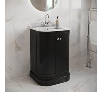 600mm Black Curved Freestanding Vanity Unit with Basin - Bowland