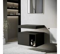 600mm Black Wall Hung Countertop Vanity Unit with Shelf - Porto