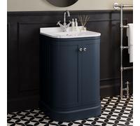 600mm Blue Curved Freestanding Vanity Unit with Basin - Bowland