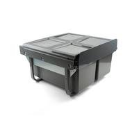 600mm Dark Grey Base Mounted Undersink Bin 2 X 18L Integrated Anthracite Waste Storage Cabinet Cupboard