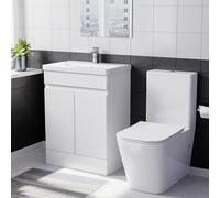 Alaska 600mm Freestanding Basin Vanity, Rimless Square Closed Coupled Toilet