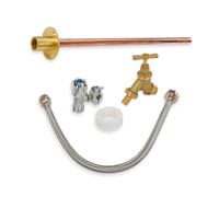 600mm Garden Tap Kit - WRAS Approved Outside Tap Kit with Double Check Valve, Self Cutting Tap, 600mm Flange, 400mm Flexible Connector & PTFE Tape - Easy DIY Outdoor Tap Kit Install for Thick Walls