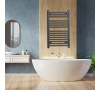 600mm High 800mm High Wide Black Heated Towel Rail Straight Flat Bathroom Warmer Radiator Rack Central Heating Turkish Zone (600mm x 800mm)