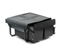 600mm Integrated Kitchen Cupboard Bin Base Mounted With Door Fixing For Under Sink Unit 2 X 18L Grey Waste Recycle Pull Out