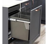 600mm Under Counter Bin Pull Out Kitchen Waste Recycling Cabinet 2 X 45L Dark Grey