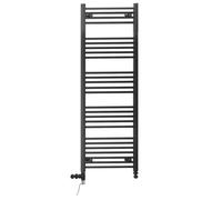 600mm Wide Black Dual Fuel Electric Radiator Bathroom Towel Rail Radiator With Thermostatic and Standard Electric Element UK (600 x 1400 mm (h), Standard Electric Element)