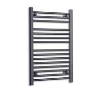 600mm Wide Black Heated Towel Rail Radiator Flat Ladder for Stylish Bathroom (600 x 800 mm)