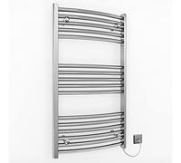 600mm Wide Flat and Curved Chrome Electric Pre-Filled Heated Towel Rail Radiator For Bathroom Designer (600 * 900mm High Curved)