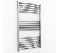 600mm Wide Flat and Curved Chrome Heated Towel Rail Radiator Designer Bathroom Radiator For Central Heating Designer UK (600 * 900mm High Curved)