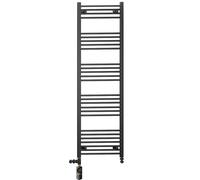600mm Wide Matt Black Electric Dual Fuel Bathroom Towel Rail Radiator Heater With AF Thermostatic Electric Dual Fuel Element UK (600 x 1600 mm)