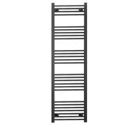 600mm Wide Straight Flat Black Heated Bathroom Designer Towel Rail Radiator For Central Heating (Alyssa 600 / 1600mm Black)