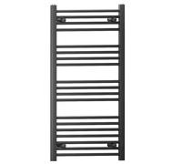 600mm Wide Straight Flat Black Heated Bathroom Designer Towel Rail Radiator For Central Heating (Alyssa 600 / 1000mm Black)
