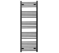 600mm Wide Straight Flat Black Heated Bathroom Designer Towel Rail Radiator For Central Heating (Alyssa 600 / 1400mm Black)