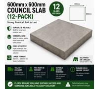 600mm X 600mm Council Slab 12 Pack - Durable Concrete Paving Slabs For Patios, Paths And Bases