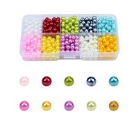 600pcs 10 Colours 6mm Round Glass Beads Smooth Beads, Multi-Coloured Pearlescent Beads, for DIY Jewellery Making Necklace Bracelet