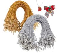 600Pcs 2 Colors Silver Ornament String Christmas Ornament String Hangers Gold Precut 202mm Hanging Polyester Cable Ties Locking Snap Fasteners Ropes for Christmas Tree Party Hanging Decor