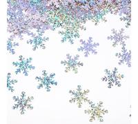 600pcs/50g Laser Silver Snowflakes Confetti, 1inch Large Winter Christmas Confetti, Xmas Table Decorations, Glitter Snowflake Sequins for Wedding Birthday Holiday Frozen Party Table Home Decoration