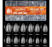 600pcs Almond Soft Gel Nail Tips Semi-matte Pre-formed Fake No-file Primer-less Extensions for DIY Art Salons