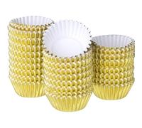 600Pcs Aluminum Foil Baking Cups with Lids and Spoons, Mini Cupcake Cases Metallic Gold Foil Small Baking Pans Loaf Cups for Home Baking (Gold)