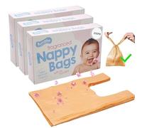 600Pcs Baby Nappy Changing Bags, Fragranced Nappy Bags with Tie Handle, Newborn Essentials Disposal Nappy Bags Easy-Tie for Travel