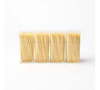 600pcs Bamboo Toothpick Round Cocktail Wooden Sticks with Storage Holder Double Pointed Wood Teeth Picks for Personal Hygiene Appetizer Dental Picking Party Buffet Barbecue Fruits Cherry Cheese (6cm)