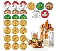 600PCS Bilingual Food Packaging Stickers 3cm Round | Vegan & Dairy-Free Dietary Labels | Gluten/Nut/Sugar-Free Support | DE/EN Waterproof PET for Bakeries