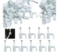 600pcs Cable Nail Clips, 6 Size(3.5mm 4mm 5mm 6mm 7mm 8mm) Durable Round Nails Cable Clips, Wire Tidy Clips Pins Cable Tacks for Ethernet, Electrical Cables, Wires