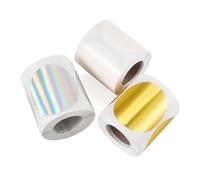 600Pcs Circle Thermal Sticker Labels Holographic Printable Circle Label Multi-Purpose Self-Adhesive Round Direct Thermal Labels for Business Logo Design QR Code Name Tag