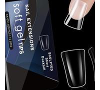 600pcs Clear Gel Nails Tips With Curved Design Manicure Accesories For Easy Application Half Covers False Nails Transparent Nail Design