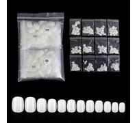 600PCS Clear Press On Nails, 10 Sizes Short Round & Almond Tips for Professional Acrylic Gel Nail Extensions (Porcelain White - 600 Piece Bag)