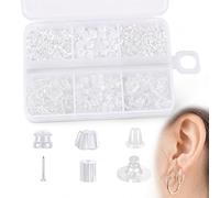 600PCS Clear Silicone Earring Backs 6 Styles Hypoallergenic Ear Stoppers