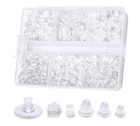 600PCS Clear Silicone Earring Backs, 6 Styles Hypoallergenic Earring Stoppers, Soft Secure Invisible Earring Backs for Studs Hooks Posts, Droopy Ear Lifter Earring Backs Replacement