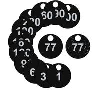 600Pcs Coat Check Tags Round 2 Part Plastic Number Cards 1.7 inch Check Tickets 1 to 300 with Hole Reusable Coat Room Tags Claim Ticket for Closet Organization Live Event Event Raffle Draws Black