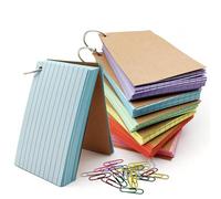 600PCS Coloured Revision Flash Cards, 6 Pack 5x3 Inch Blank Index Note Cards, Plain Flashcards with 6 Binder Rings & 20 Paper Clips for School Office Home Study