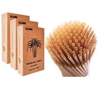 600pcs Compostable Biodegradable Sugarcane Straws Disposable 8 Inch Plasticless Sturdy Smoothie Straws Not Foggy Compatible with All Lid Types