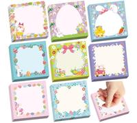 600Pcs Easter Sticky Notes, Self-Adhesive Easter Egg Rabbit Chick Note Pads Spring Flower Bunny Memo Notes Easter Notepads Sticky Memo Notes for Easter Party Favor Office School Supplies